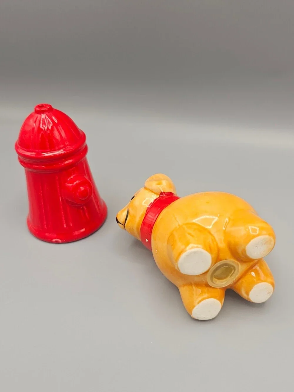 Ceramic Dog and Fire Hydrant Salt and Pepper Shakers